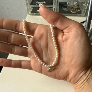 Urban Outfitters Pearl Necklace with Gold Charm
